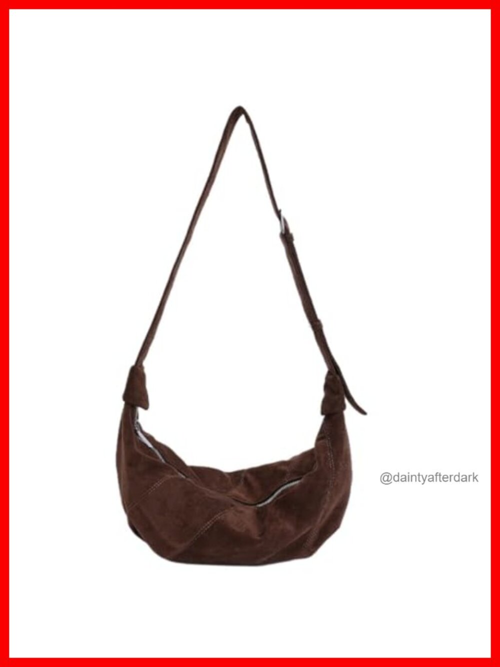 Suede Crescent Crossbody Bag Dumpling Sling Hobo Slouchy Shoulder Half Moon Tote